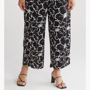Floral Black and White Women's Pants